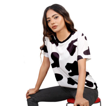 BEAUTIFUL SHRIEZ OVERSIZED WOMEN COW PRINT T-SHIRT BY SHRIEZ