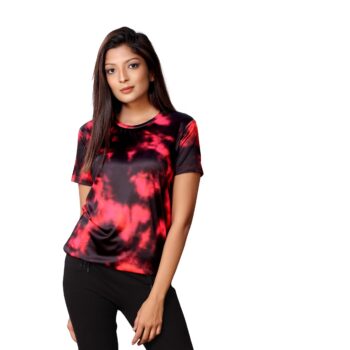 BEAUTIFUL SHRIEZ OVERSIZED BLACK RED WOMEN T-SHIRT BY SHRIEZ