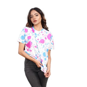 BEAUTIFUL SHRIEZ OVERSIZED WHITE MULTICOLOR WOMEN T-SHIRT BY SHRIEZ