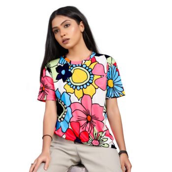 BEAUTIFUL SHRIEZ OVERSIZED MULTICOLOR WOMEN T-SHIRT BY SHRIEZ