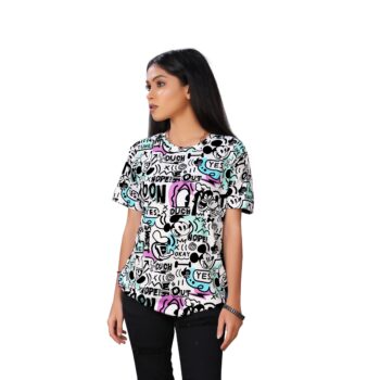 BEAUTIFUL SHRIEZ OVERSIZED WOMEN WHITE PRINTED T-SHIRT BY SHRIEZ