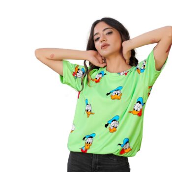 BEAUTIFUL SHRIEZ OVERSIZED WOMEN GREEN T-SHIRT BY SHRIEZ