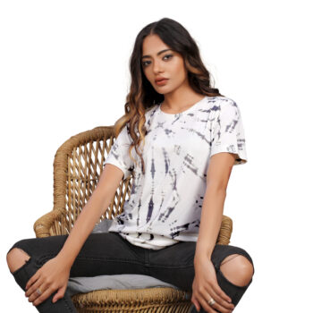 BEAUTIFUL SHRIEZ OVERSIZED WOMEN T-SHIRT OFFWHITE TIE 'N' DIE BY SHRIEZ