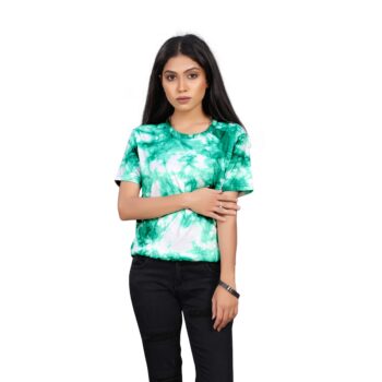 BEAUTIFUL SHRIEZ OVERSIZED WOMEN T-SHIRT GREEN TIE-DIE BY SHRIEZ