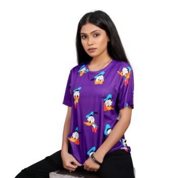 BEAUTIFUL SHRIEZ OVERSIZED WOMEN T-SHIRT PURPLE DUCK BY SHRIEZ